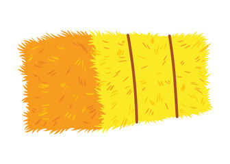 Golden color bale of hay. Bale of hay or straw isolated on white background. Flat dried haystack, farming haymow bale hayloft, agricultural rural haycock © designer_things