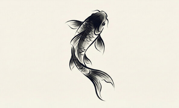 Luxury black ink koi tattoo