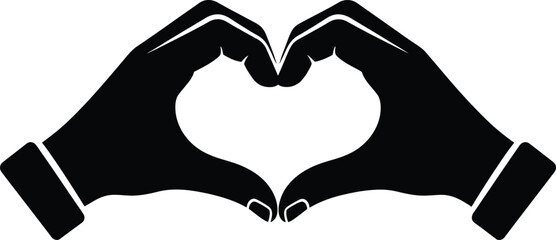Hands forming a heart shape on white background