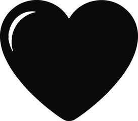 A black heart symbol on a white background