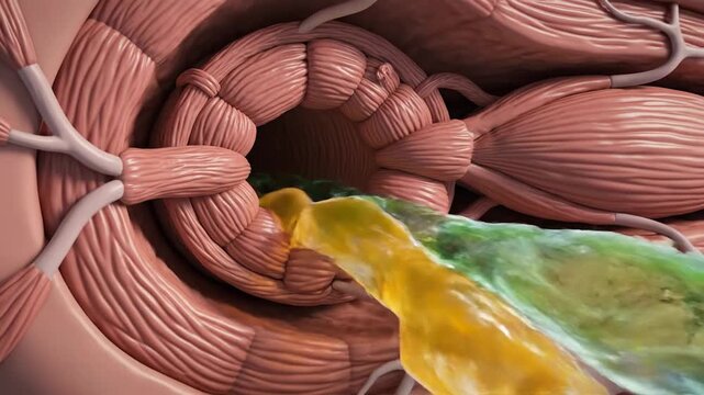 Medical Animation: Camera Travel Through Sphincter of Oddi, Introducing Fluid