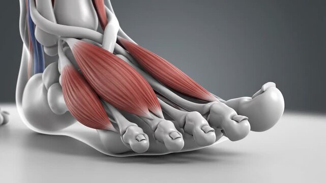 Medical Animation of Human Flexor Digitorum Muscles and Bones in the Foot
