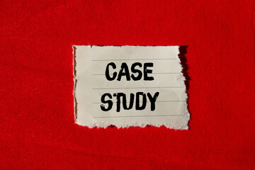 Case study message written on ripped torn paper background. Conceptual Case study symbol. Copy space.