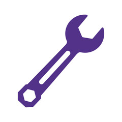 Purple wrench icon on white background