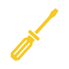Yellow screwdriver icon on white background