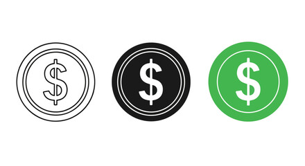 Obraz premium Currency icons - Line and glyph solid icon set - Solid icons vector collection - Blue icon set - Icon vector - Flat Design Icon