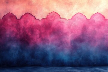 Delicate Islamic geometric and floral motifs on pastel background