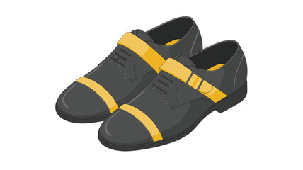 Black Shoes with Yellow Straps Design Illustration
