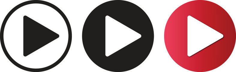 Play Button Icons Vector for Media and Interface Design