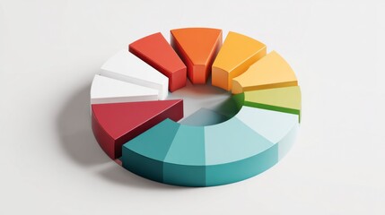 Obraz premium Colorful pie chart illustration against a white background for data analysis