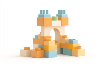 Fototapeta premium Vibrant toy castle construction for creative play and childhood fun