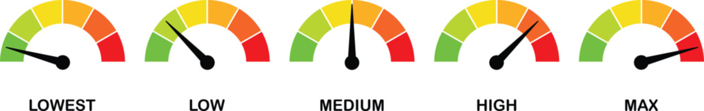 Gauge Meter Icons Vector for Performance and Intensity Levels