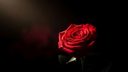 A single red rose with a dark background and subtle lighting effects