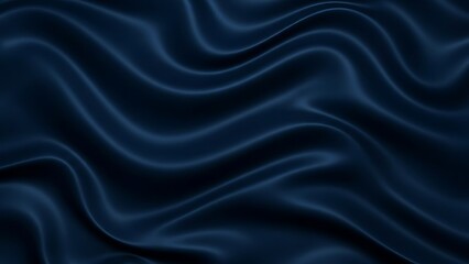 Obraz premium Elegant dark blue satin fabric with flowing waves creating a luxurious textured background