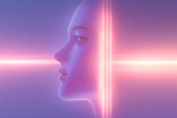 Obraz premium Futuristic ai chatbot interface with neon glow for technology design