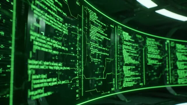 Blue binary code data flows across a digital circuit board design to illustrate high-tech electronic communication and software network information