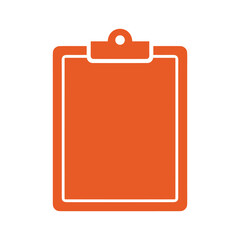 Orange clipboard icon on white background