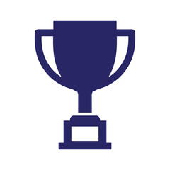 Blue trophy icon on white background
