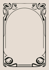 An elegant Art Nouveau frame featuring swirling floral elements and an arched top, perfect for decorative use. © Monstar Studio