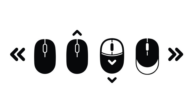 Mouse navigation icons - Line and glyph solid icon set - Solid icons vector collection - Blue icon set - Icon vector - Flat Design Icon
