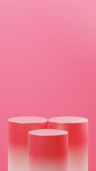 3 podiums in gradation Watermelon to White color placed over Watermelon background. 2 podiums are higher than the podium in front of both