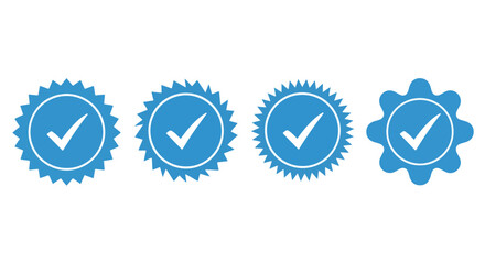 Verification badges icon set - Line and glyph solid icon set - Solid icons vector collection - Blue icon set - Icon vector - Flat Design Icon