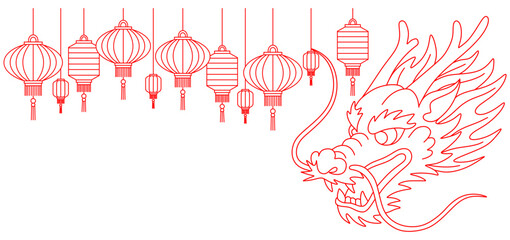 Chinese New Year Dragon and Lanterns