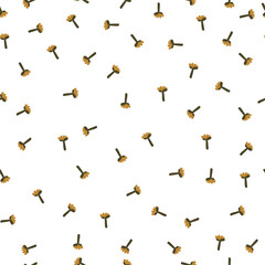 Small cute flowers on white background, seamless pattern. Vector floral  illustration.