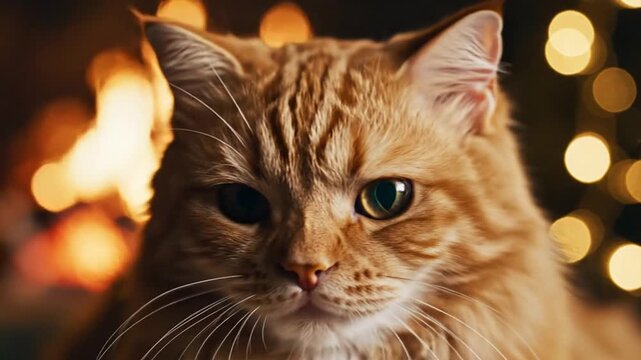 A close-up portrait of a cute young fluffy white feline kitten with beautiful eyes looking up at the camera