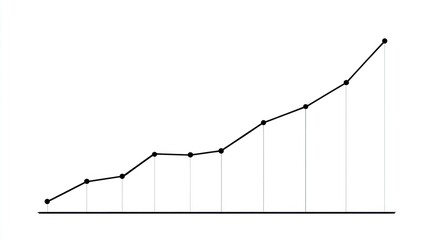 Rising line graph illustrating growth and progress on white background