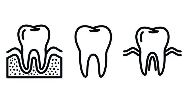Dental health icons - Line and glyph solid icon set - Solid icons vector collection - Blue icon set - Icon vector - Flat Design Icon