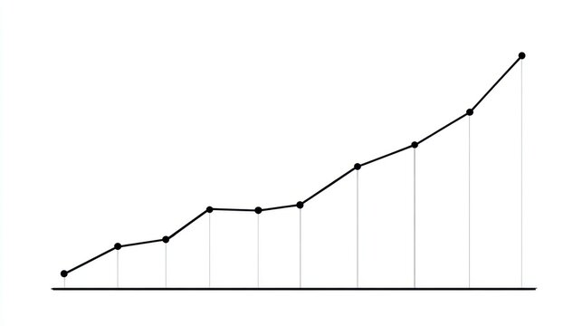 Rising line graph illustrating growth and progress on white background