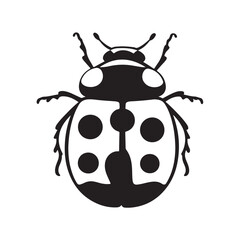 Fototapeta premium ladybug silhouette, black silhouette ladybug icon, ladybug silhouette vector illustration, perfect for nature-themed designs and illustrations