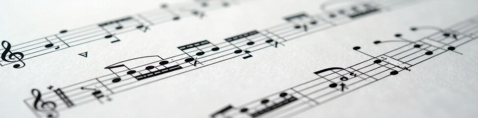 Crisp white music sheet, clearly showing treble clef and note grid for composition , music paper, lines