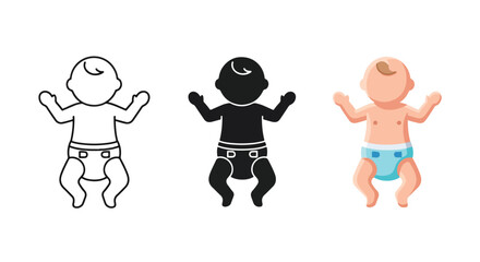 Naklejka premium Baby icon set - Line and glyph solid icon set - Solid icons vector collection - Blue icon set - Icon vector - Flat Design Icon