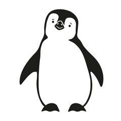 Cute vector Penguin baby silhouette isolated transparent background. Creative black Penguin cut silhouette design. Perfect child t-shirt print interior wall room decor. EPS 10