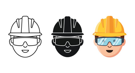 Fototapeta premium Construction safety icons - Line and glyph solid icon set - Solid icons vector collection - Blue icon set - Icon vector - Flat Design Icon