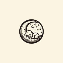 Baby moon logo style icon design template vector illustration