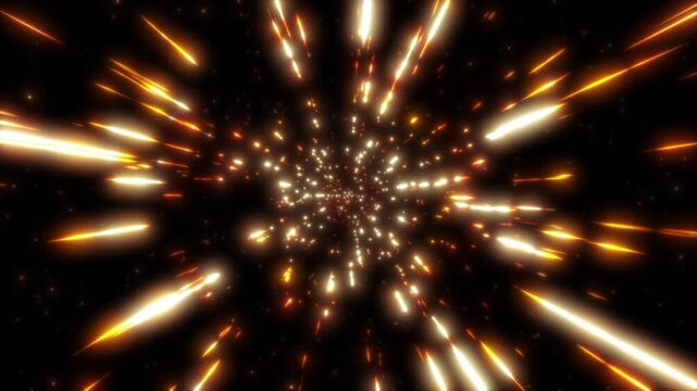 宇宙アニメのワープ風 ループ背景 金色