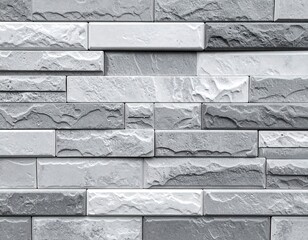 Gray and white stone wall with a brick pattern