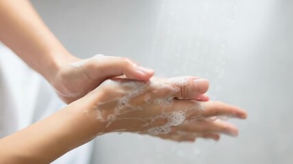 Gentle handwashing routine: soap lather and rinse demonstration for hygiene awareness