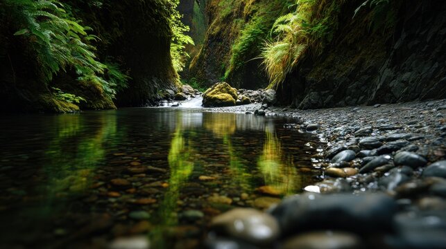 Tranquil forest stream - Powered by Adobe
