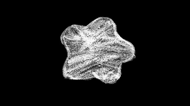 Hand-drawn white star symbol animation on black background with artistic hatching technique for creative branding and festive holiday motion graphic designs.
