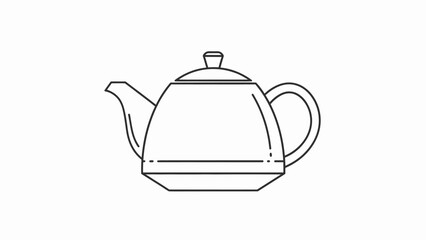 Simple Line Art Drawing of a Classic Teapot.