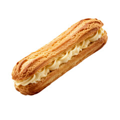 [Transparent Background PNG]Delicious cream-filled eclair with crispy pastry