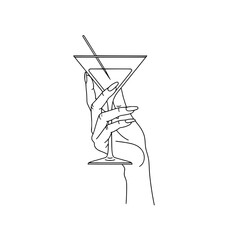 Icon of a beautiful female hand holding a martini glass, representing concepts of elegance and cocktail culture