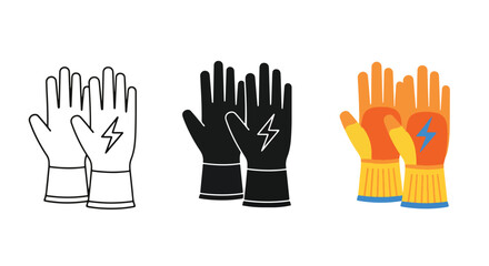 Obraz premium Safety gloves icon set - Line and glyph solid icon set - Solid icons vector collection - Blue icon set - Icon vector - Flat Design Icon