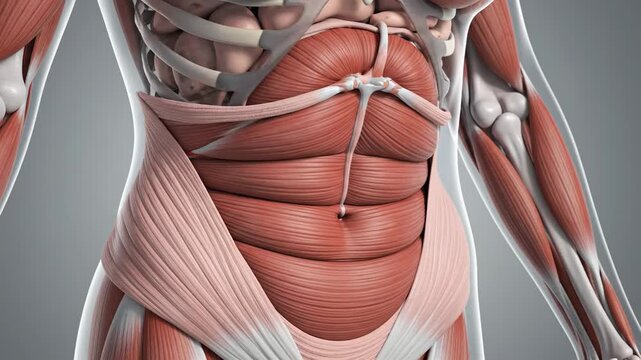3D Anatomical Animation of Human Transversus Abdominis Muscle and Core Anatomy