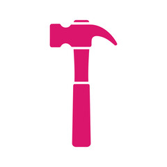 Pink hammer icon on white background