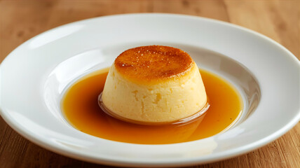 皿に乗せたプディング